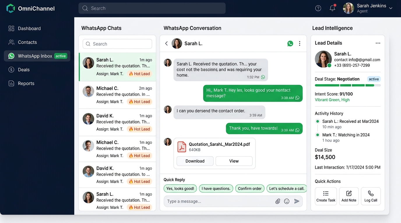 GoLeadsCRM 2-Way Multi-Agent WhatsApp Shared Inbox and Lead Intelligence